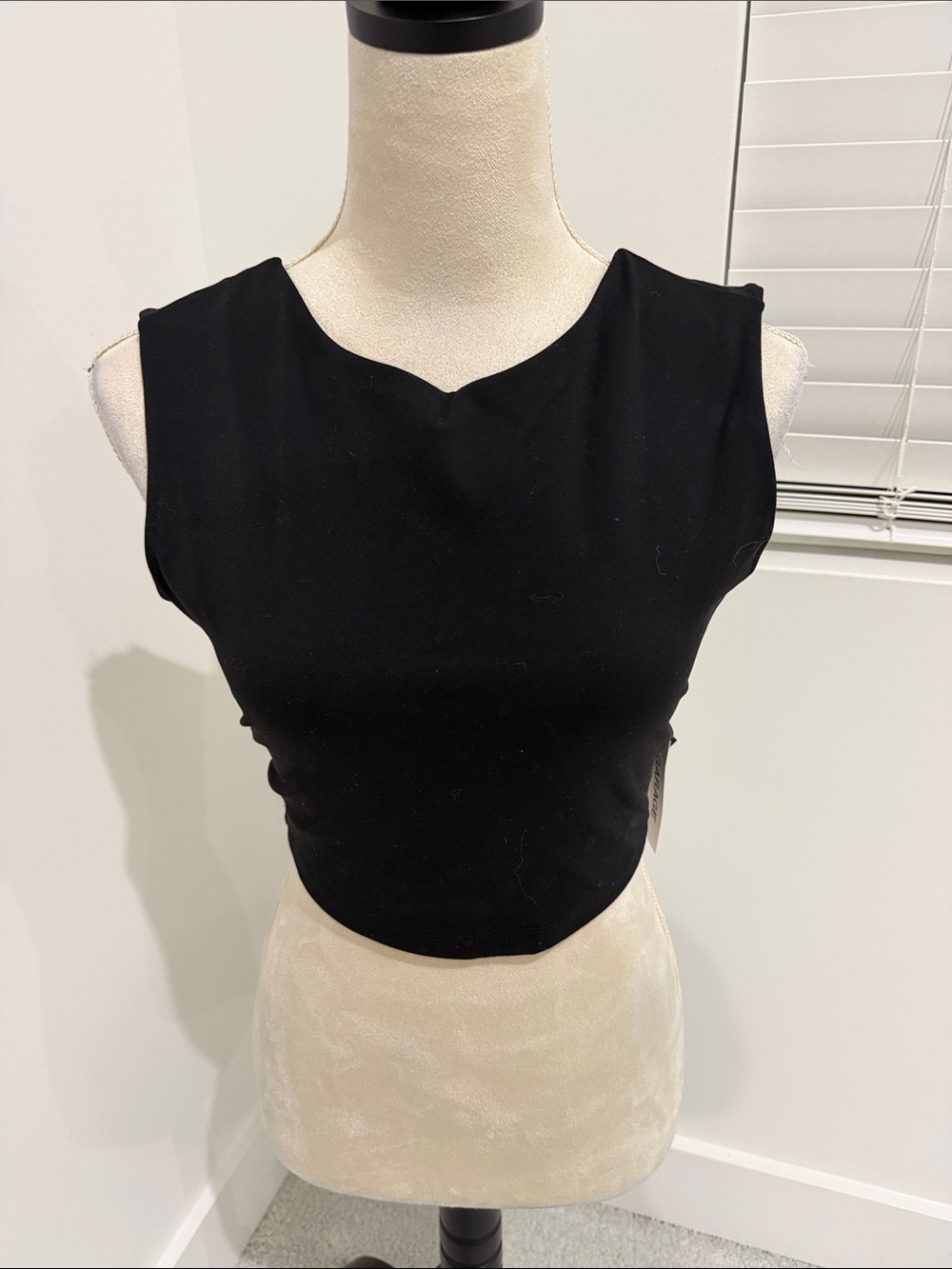 Garage Black Sleeveless Crop Top with V-Notch